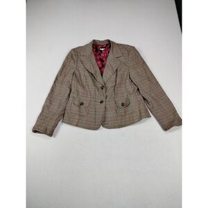 RQT Blazer Woman's 16 Plaid‎ Checkered Corpcore Corporate Workwear Businesswear